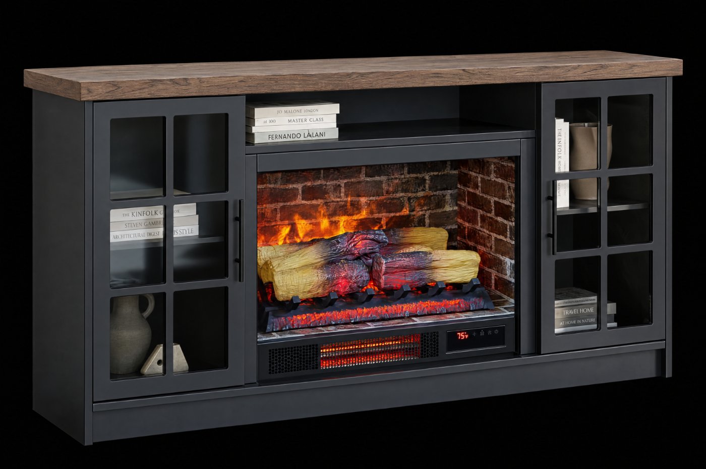 DECORFLAME media console electric fireplace, black