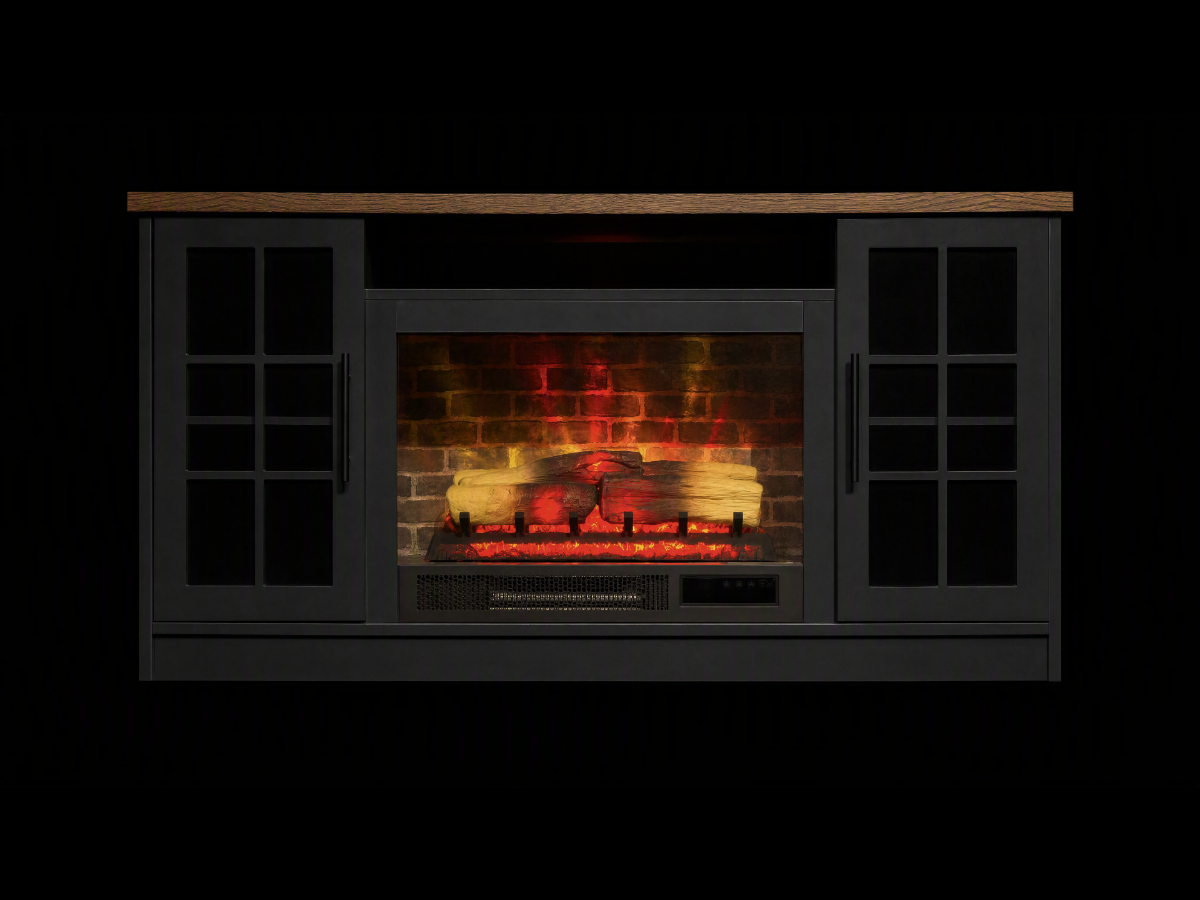 Media console electric fireplace