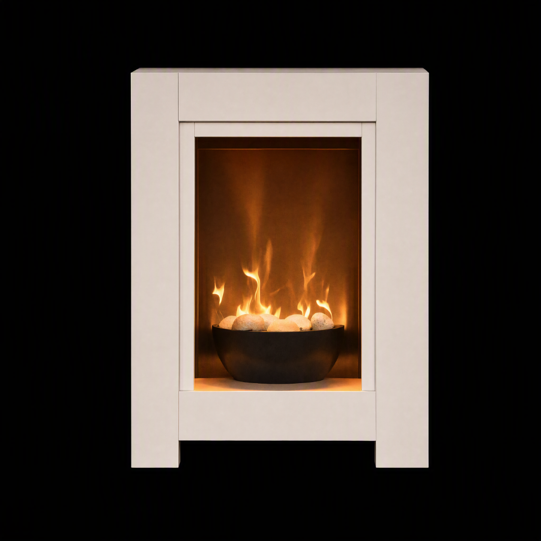 Pebble bowl electric fireplace suite