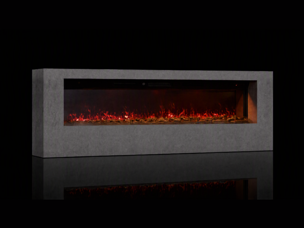 Stone grey finish electric fireplace
